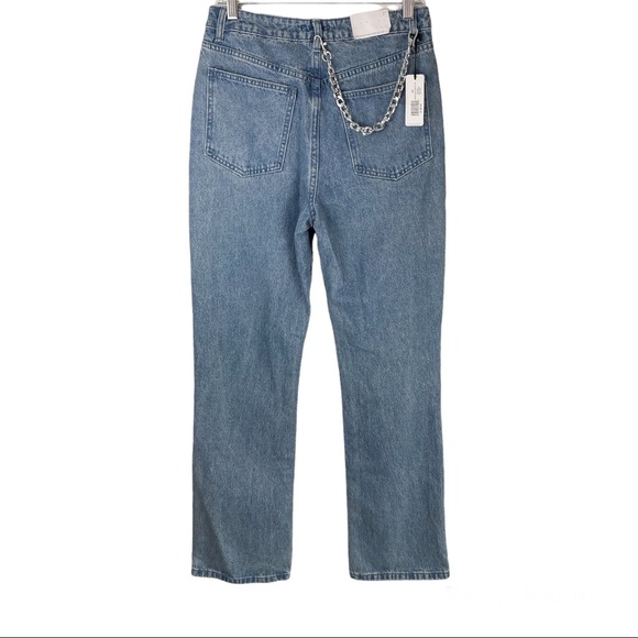 NWT WEWOREWHAT Crossover Button Fly Straight Leg Jeans Chain Sz 27 - Picture 4 of 12
